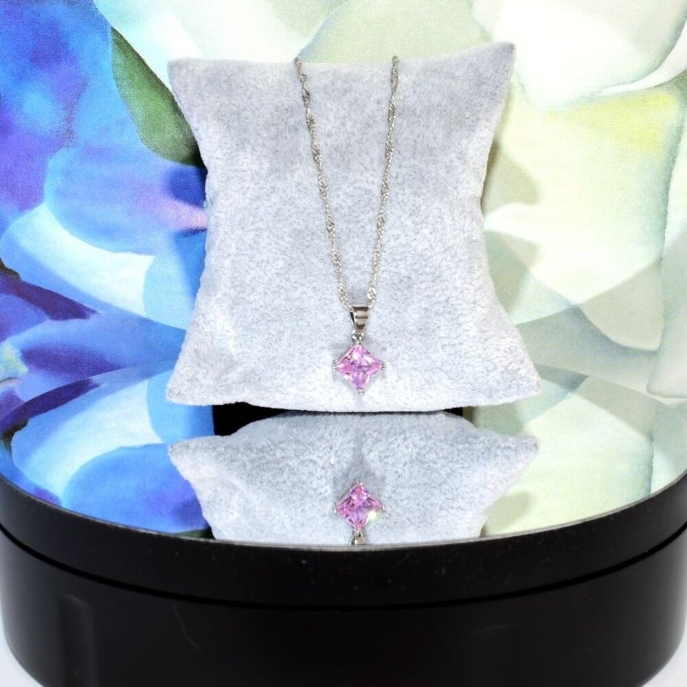 Mia Sincerity Simulated Pink Tourmaline 925 Sterling Silver Necklace Gift Boxed